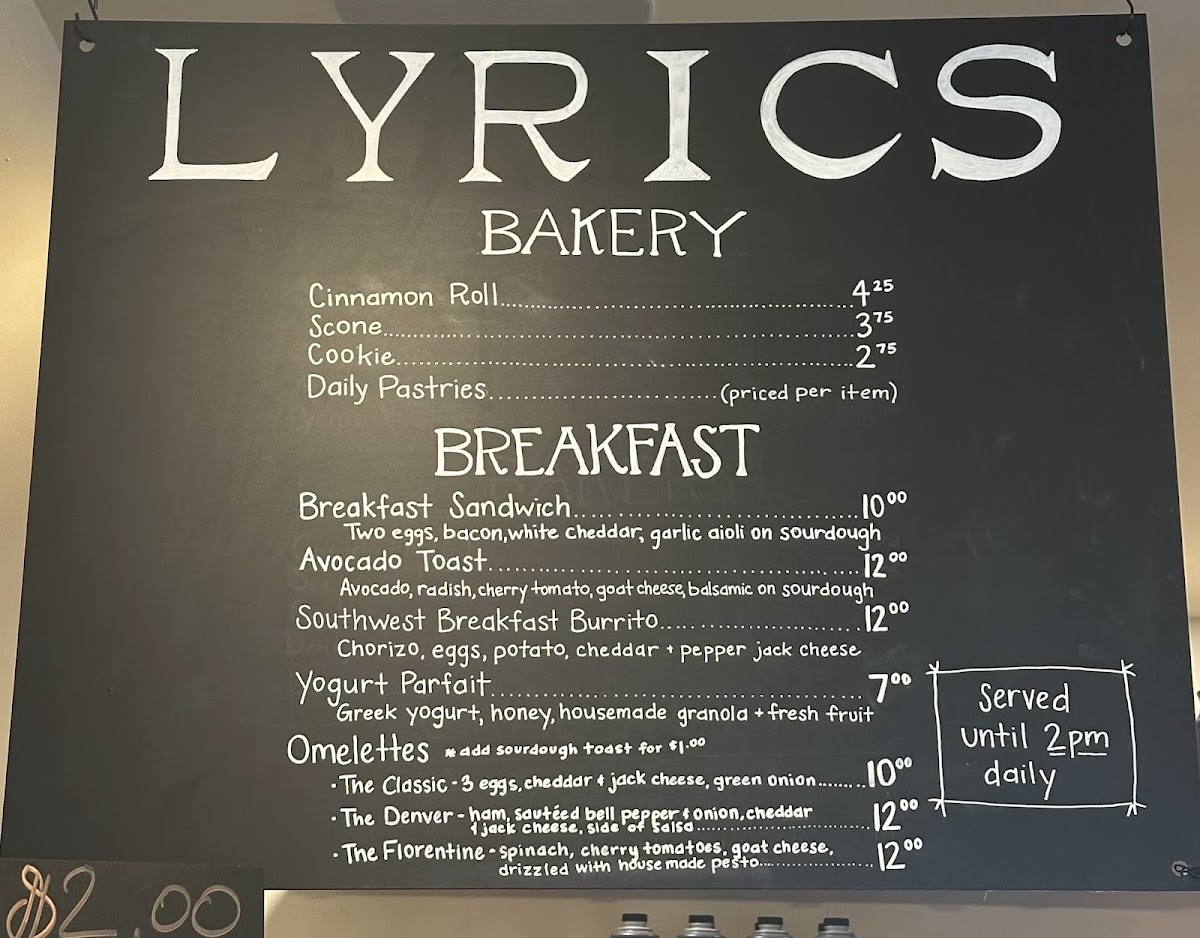 Menu - Lyrics Cafe photo 1